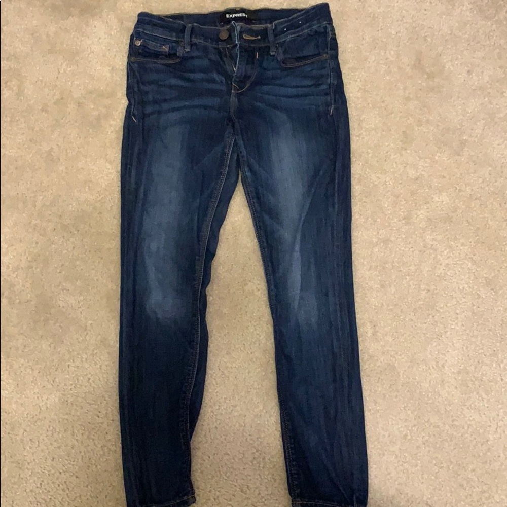 Express dark jeans, legging fit. Size 2P